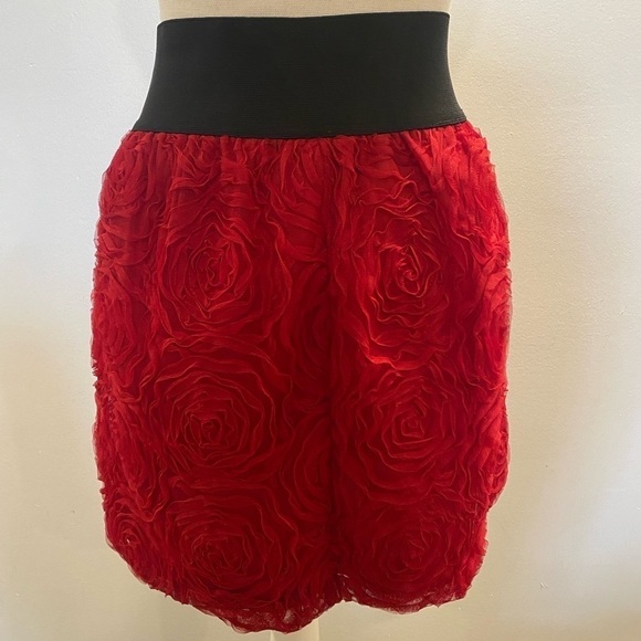 {Stooshy} beautiful red rose skirt - Picture 2 of 3